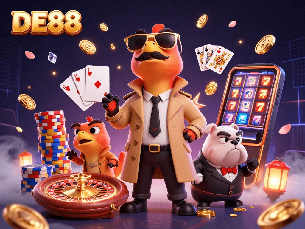 Experience excitement with DE88 as raptors in disguise attempt entry into a VIP casino lounge.