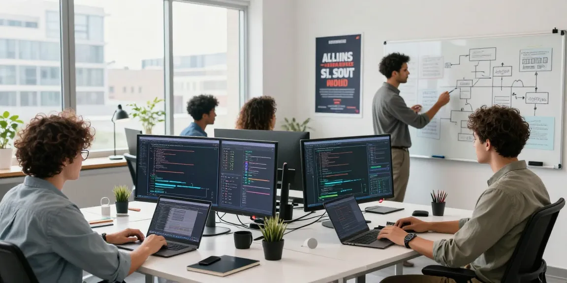 A collaborative team working together in a bright, modern digital workspace depicting WPS Official Website tools for enhanced productivity.
